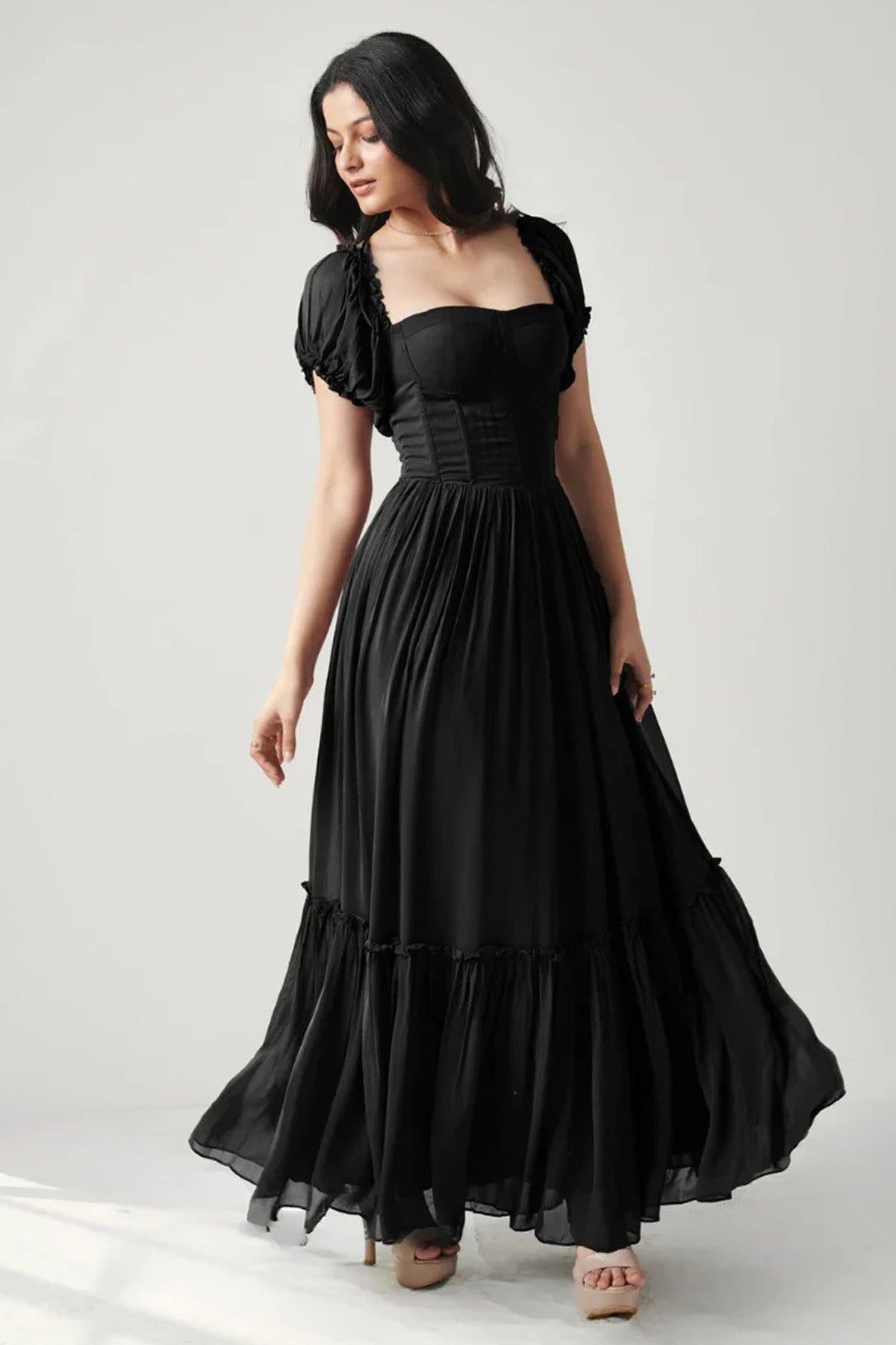 Buy Black Sweetheart Neckline Dress for women online available at ScrollnShops